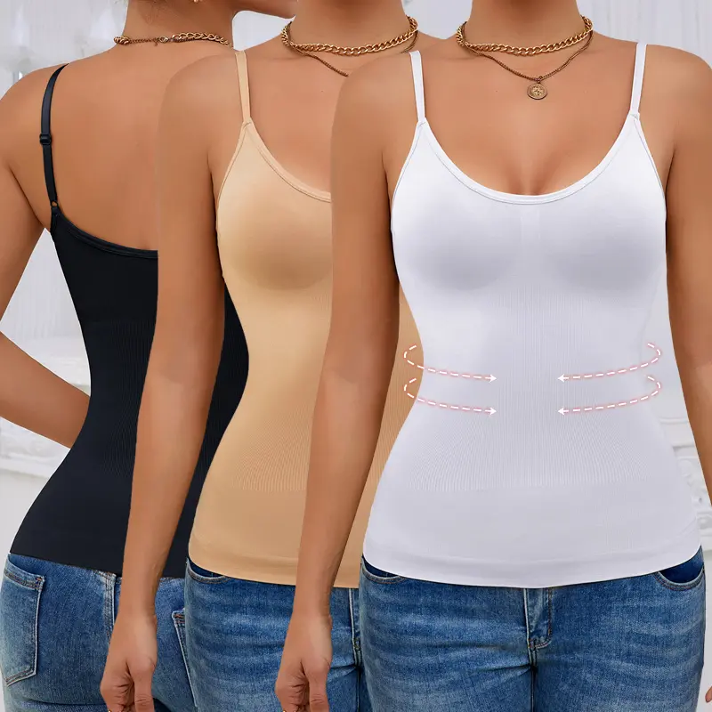 Women's Seamless Sculpting Tank Top – Wireless Scoop Neck Cami for Shaping, Back Support & Everyday Layering