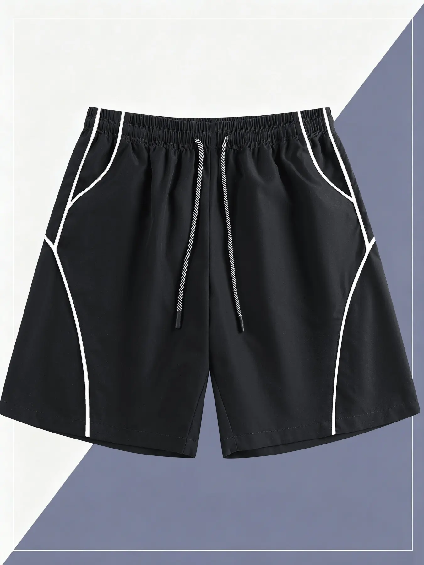 Summer Casual Five-Quarter Pants, Lightweight Quick-Dry Shorts for Men, Reflective Stripes, Loose Fit, Outdoor Sports, Beach Volleyball
