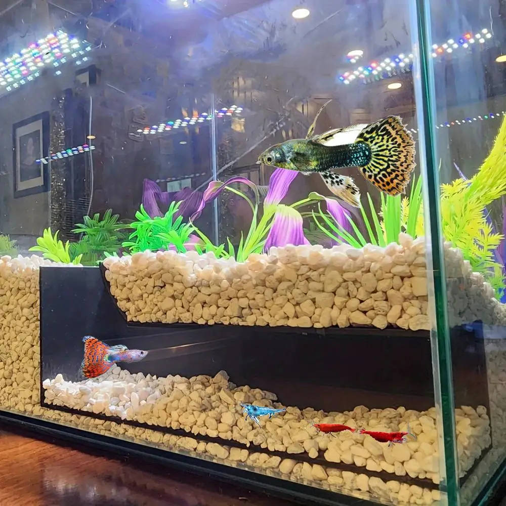 Aquarium Cave, Flat Aquarium Corner Underground View Cave, Fish Tank Hide Tunnel, Pet Supplies for Fish, Tank Accessories