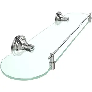 20inch Wall Mounted Glass Shelf for Bathroom, Brushed Nickel Stainless Steel Modern Floating Glass Shelves