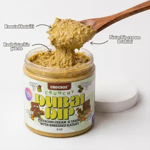 Chocbox Viral Dubai Dip – Pistachio Cream & Tahini with Shredded Crispy Kataifi or Cookie Butter with Shredded Crispty Kataifi – Sweet & Savory Spread – Crunchy Dessert Dip (8oz, Pistachio)
