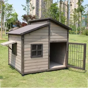 Double top Room Dog House, Outdoor Anti corrosion, Solid Wood Dog Kennel