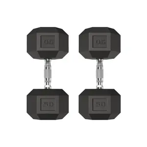 50LB Hex Dumbbells Set of 2 – Rubber Coated Cast Iron Free Weights, Non-Slip Textured Steel Handle with Anti-Roll Design, Ideal Strength Training Fitness Dumbbells for Home Gym, Men & Women Daily Workout - SummerVibes