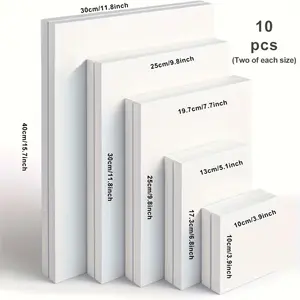 ONERIR 10 Pack Stretched Canvas  Canvas Boards Multi Pack 11x14, 9x12, 8x10, 5x7, 4x4, White Blank 100% Art Canvas Panels for Painting Acrylic Watercolor Oil Wet  Dry Art Media