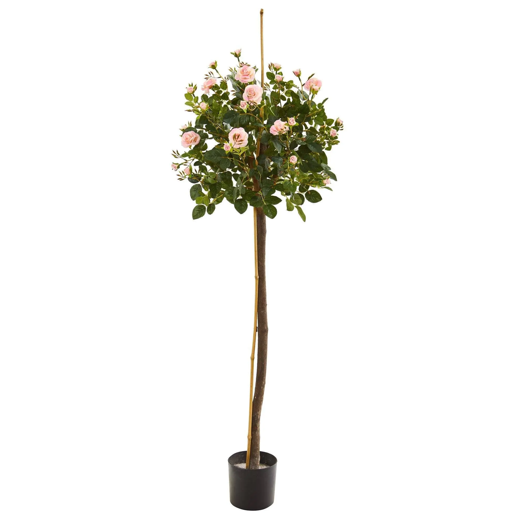 4' High Feminine Rose Topiary Silk Tree - Artificial Flower Set with Leaves, Decorative Plant Decor for Indoor Home Romantic Ambiance