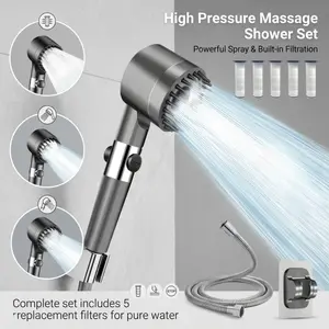 Filtered Handheld Shower Sprayer High Pressure with 1.5M Shower Hose & Wall Mount Bracket