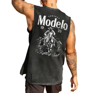 Men's Cotton Eagle Digital Print Round Neck Stylish Tank Top, Casual Breathable Sleeveless Loose Streetwear, Shortleeve Casual Tank Tops for Daily Wear, Mens Clothing All-Season Vest
