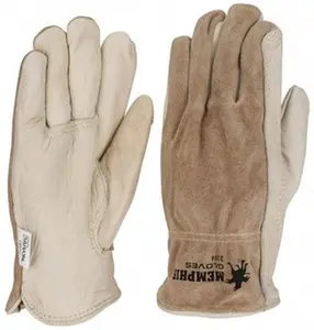 MCR Safety 12 Pairs Size XL (10) Split Back/Grain Palm Cowhide General Protection Work Gloves For Work & Driver, Uncoated, Full Fingered, Cream/Black/Brown, Paired 3204XL