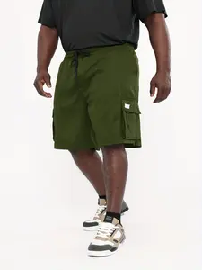 Men's Plus Size Loose Fit cargo shorts, Drawstring Cuffs, Summer Casual Street Style Gym Shorts, Comfortable and Stylish