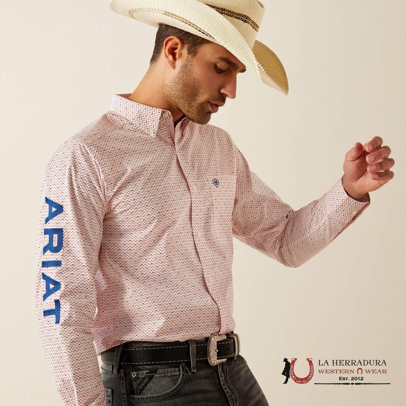 ARIAT TEAM PRIMO FITTED LONG SLEEVE SHORT RED/BLUE FITTED- 10054725
