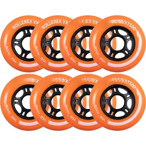VXT500 Inline Skate Wheels (8-Pack) (Various Size & Color Options ) -Indoor Outdoor- Intended for Roller  Wheel Replacement