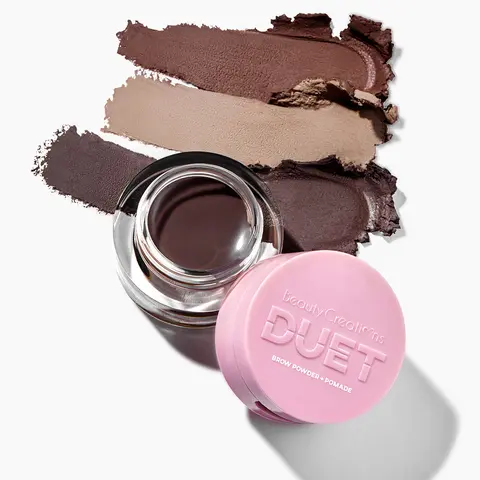 Beauty Creations Duet Brow Powder + Pomade Eyebrow Kit - 1.8g Vegan Gluten-Free Cosmetic Brow Definer, Smooth Lightweight Long-Lasting Makeup for Precise Styling (Ashy Cool-Toned Brown, Auburn-Warm Medium)