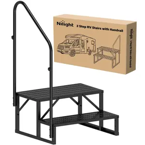 Nilight 2 Steps RV Stairs with Handrail, Rust Resistant