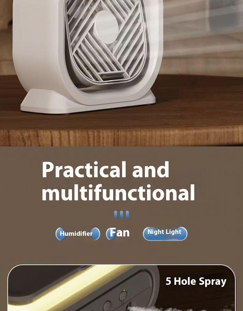 3 In 1 Portable Air Conditioner Evaporative Air Cooler LED Night Lights 3 Speeds Humidifier Fan For Home Office