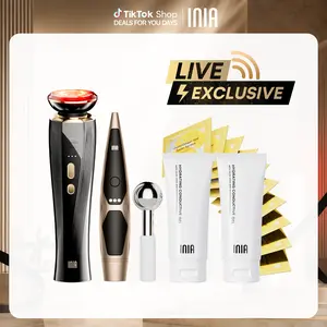 【LIVE EXCLUSIVE】INIA FLARE & LUMIN Facial & Eye Skincare Bundle – 3-in-1 Face + 4-in-1 Eye Beauty Devices for Lifting, Tightening, Reducing Puffiness & Fine Lines,Buy 1 Get 15