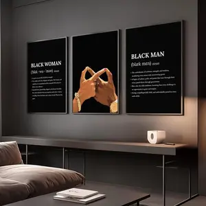Full Set Black Love Wall Art Set of 3 – Modern Black Woman & Man Posters, Afrocentric Culture Prints Decor Photo unframed wall art decor Artistic Artwork