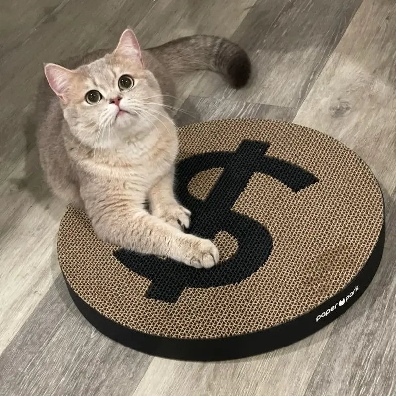 Dollor Sign Cat Scratcher Double-Sided Classic Design 41cm Long Lasting Pet Product Double-Sided Usable for Durability and Style Scratching Posts