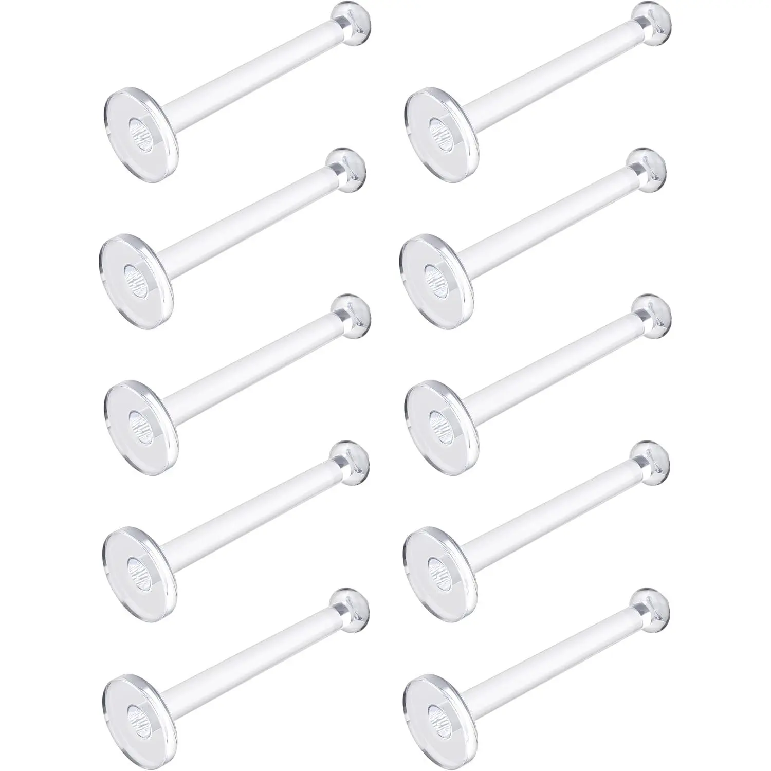 Flat Clear Tongue Ring For Work,  - 14g  Flat Tongue Rings For Women - 16mm (5/8) Flexible Straight Barbell Bioflex Plastic Tongue Rings  Retainer  Spacers (10pcs)