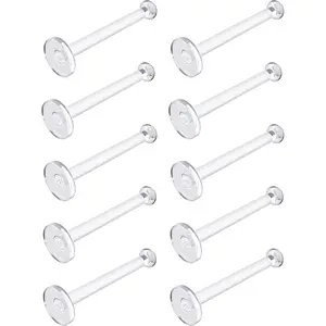Flat Clear Tongue Ring For Work,  - 14g  Flat Tongue Rings For Women - 16mm (5/8) Flexible Straight Barbell Bioflex Plastic Tongue Rings  Retainer  Spacers (10pcs)