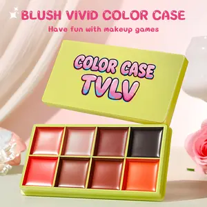 8-Color Cream Blush Palette, Multi-Use Makeup Palette for Cheeks, Lips & Eyes, Vivid Blendable Blush Makeup, Long-Lasting Natural Glow, Suitable for All Skin Types
