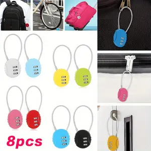 8 Packs Combination Lock 3 Digit Small Combo Luggage Number Cable Padlock Outdoor Waterproof Resettable Lock for School Gym Locker Travel Backpack Suitcase Storage, Bike Locks