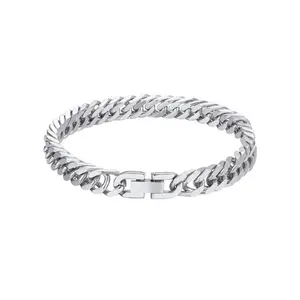 Men’s street-style trendy Cuban chain bracelet — stainless steel party fashion jewelry for daily wear; an exquisite birthday gift that matches any outfit; GARMENTARY fashion bracelet