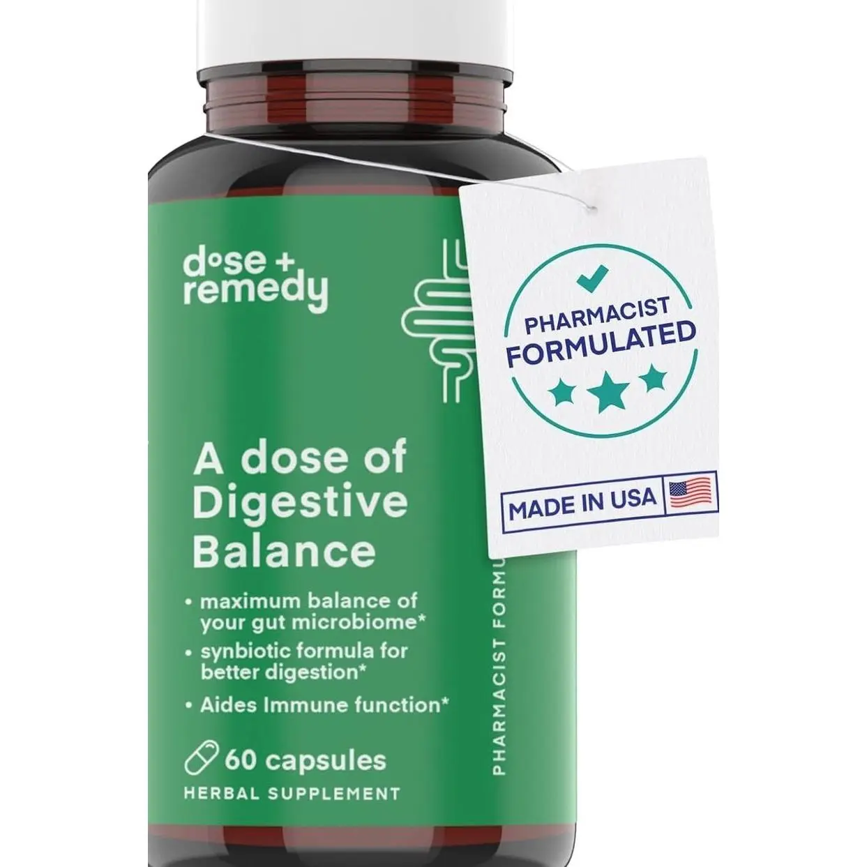 A dose of Digestive Balance-Gut Health Supplement-USDA-Kombucha, 7 Probiotic Strains and Prebiotics for Microbiome-Digestive Enzymes for Digestion-Bloating Relief for Women and Men