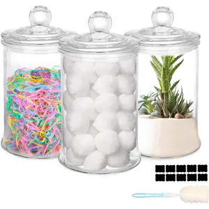 3 Pack Apothecary Jars with Lids, 25oz Clear Accessories Canisters Organizer, Cotton Ball Holder Containers, Jars for,, Laundry Room