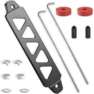 Battery Hold Down Sets, Aluminum Alloy Battery Tie Down Mount Bracket, Battery Hold Down Bracket with J Bolts, Universal 8.5" Triangular Five-Hole Car Battery Holder Kit for Car, SUV, RV