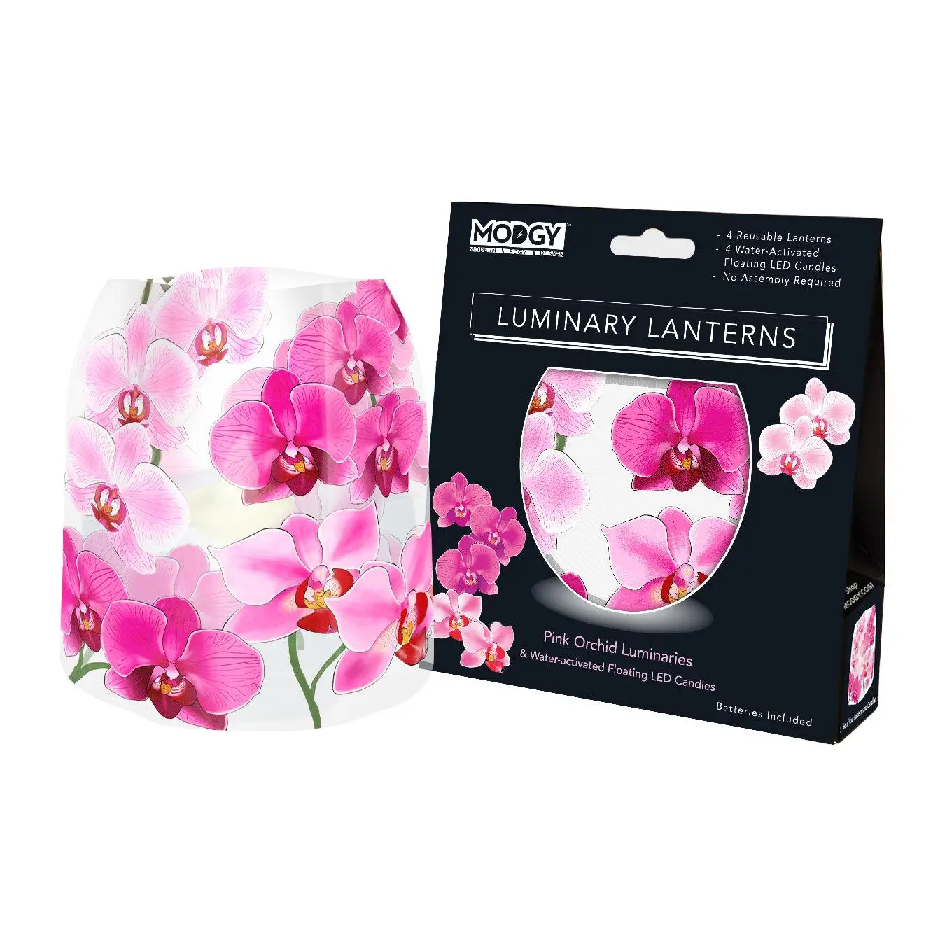 Pink Orchid Luminaries - 4 Per Pack