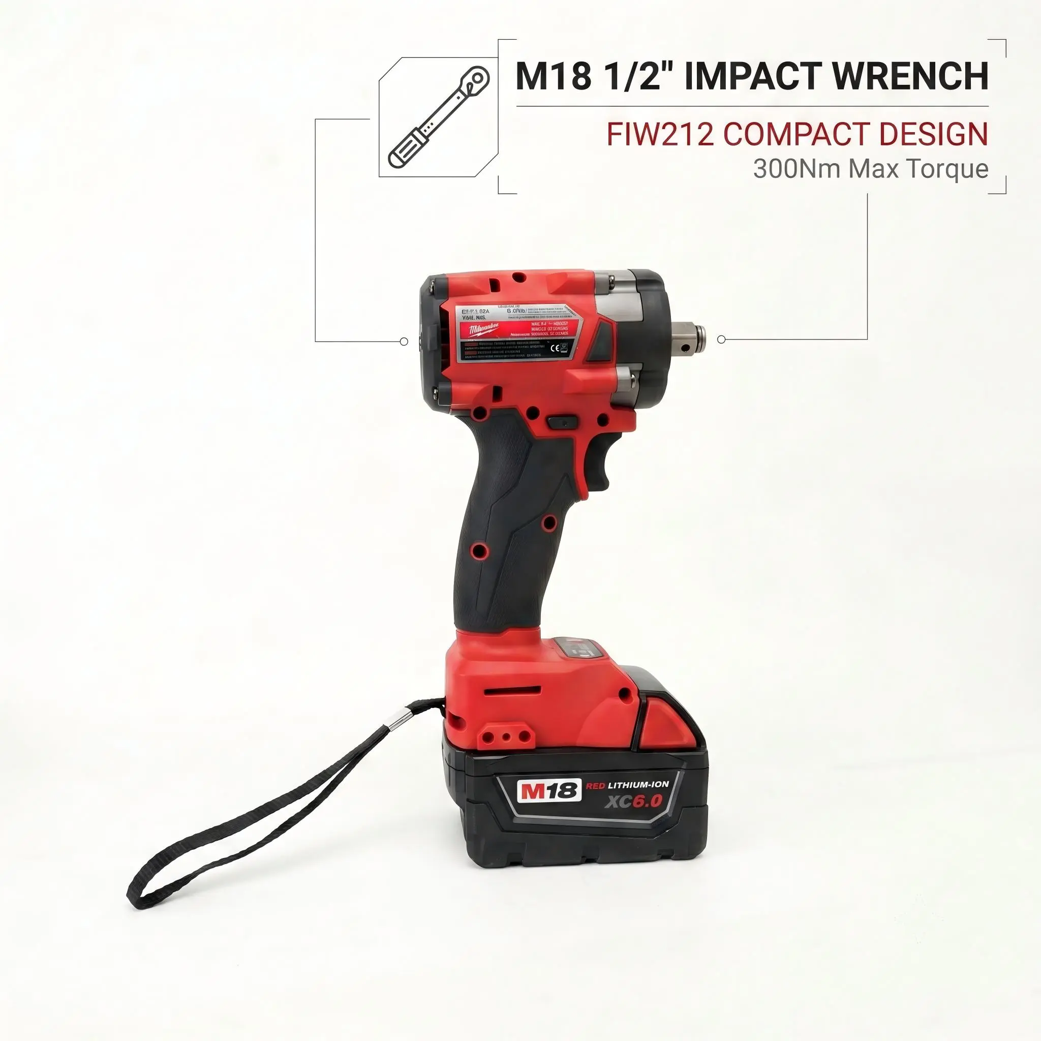 Milwaukee M18 FIW212 18V 1/2 Inch  Wrench 300Nm Cordless Tool For Automotive Repair Mechanic Use With  Chargerhigh   tool nm torque m power  application hex impact driver brushless impact wrench variable speed controller cordless impact industrial task