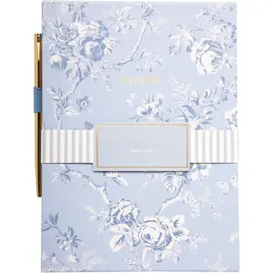 Heirloom Cottage Flip Pad with Pen - 6x8.25 Inch Thick Notepad, Sturdy Hardcover, Lined Perforated Pages, Elastic Pen Holder, Elegant Writing Pad