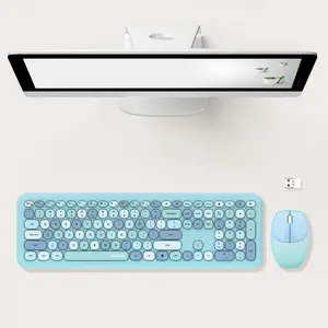 MOFII Wireless Keyboard & Mouse Combo, Round Key Typewriter Keyboard, USB Receiver Plug and Play Keyboard & Mouse for Laptop, PC, Windows, Portable Keyboard