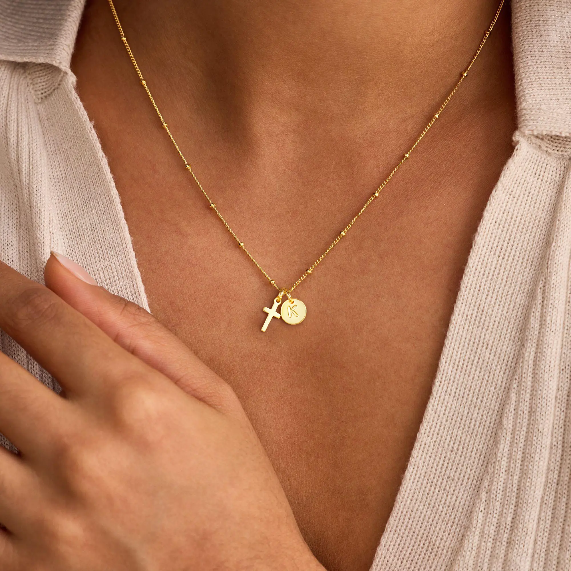 Turandoss 14K Gold Plated Cross Initial Necklace – A-Z Letter Disc Pendant, Dainty Faith Jewelry Valentine's Day & Birthday Gifts for Women and Girls Mother's Day Gift summerwins,summerwins,summeroutfits,vacationoutfits,beachoutfits