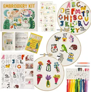 Complete Embroidery Kit for Beginners & Adults with Printed Water-Soluble Patterns, Threads, Fabric, Tools & Video Tutorials, Easy DIY Craft Kit for Learning Stitches, Accessories & Handmade Gifts