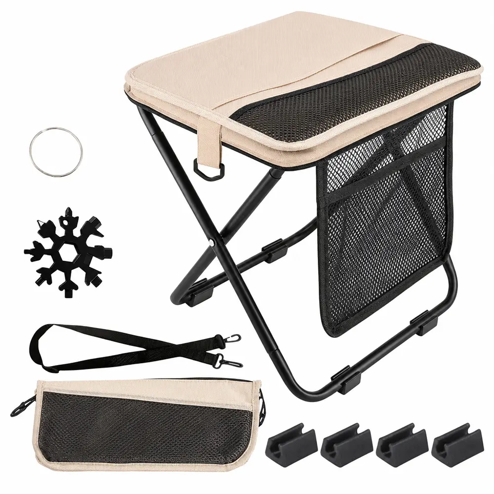Foldable Backpack Stool, 2-in-1 Portable Camping Stool with Sling Bag, 200LBS Capacity Lightweight Aluminum Frame, Compact Foldable Stool for Adults for Hiking, Fishing, Travel, Outdoor Events - Home Improvement.