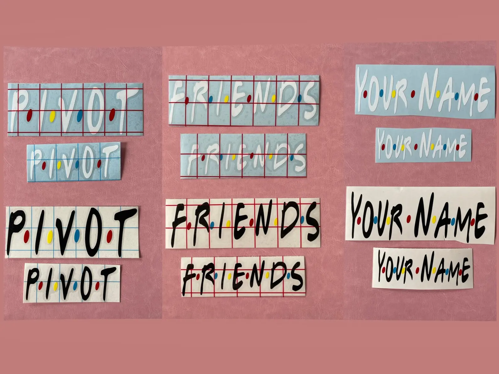 Pivot-Friends-Custom Name Vinyl Decal - Friends inspired Vinyl for hydro flask, Car, Laptop, Window. Gift | 90s-Inspired by TV Show Friends