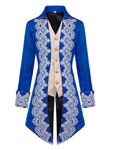 Adult Medieval Role-Playing Costume, Vintage Flapper Dance Performance Gown, Lace Tailcoat, Steampunk Gothic Victorian Frill Jacket Uniform