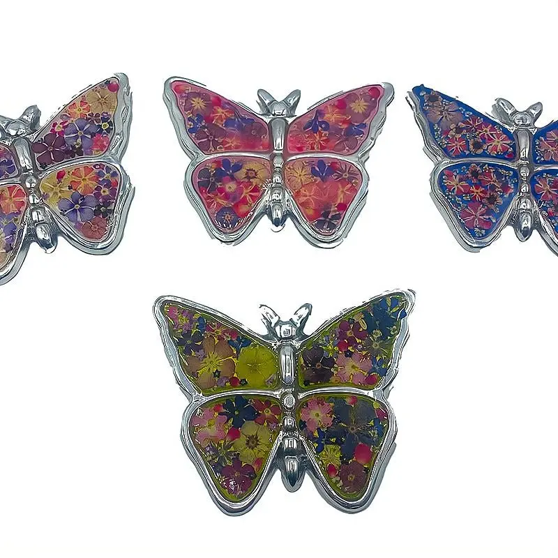 Butterfly Wall Ornament w/ Pressed Flowers 5" x 3.5"