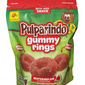 Pulparindo Gummy Rings Watermelon Flavor Resealable Bag 90 Calories Per Serving 6 Pieces 30g