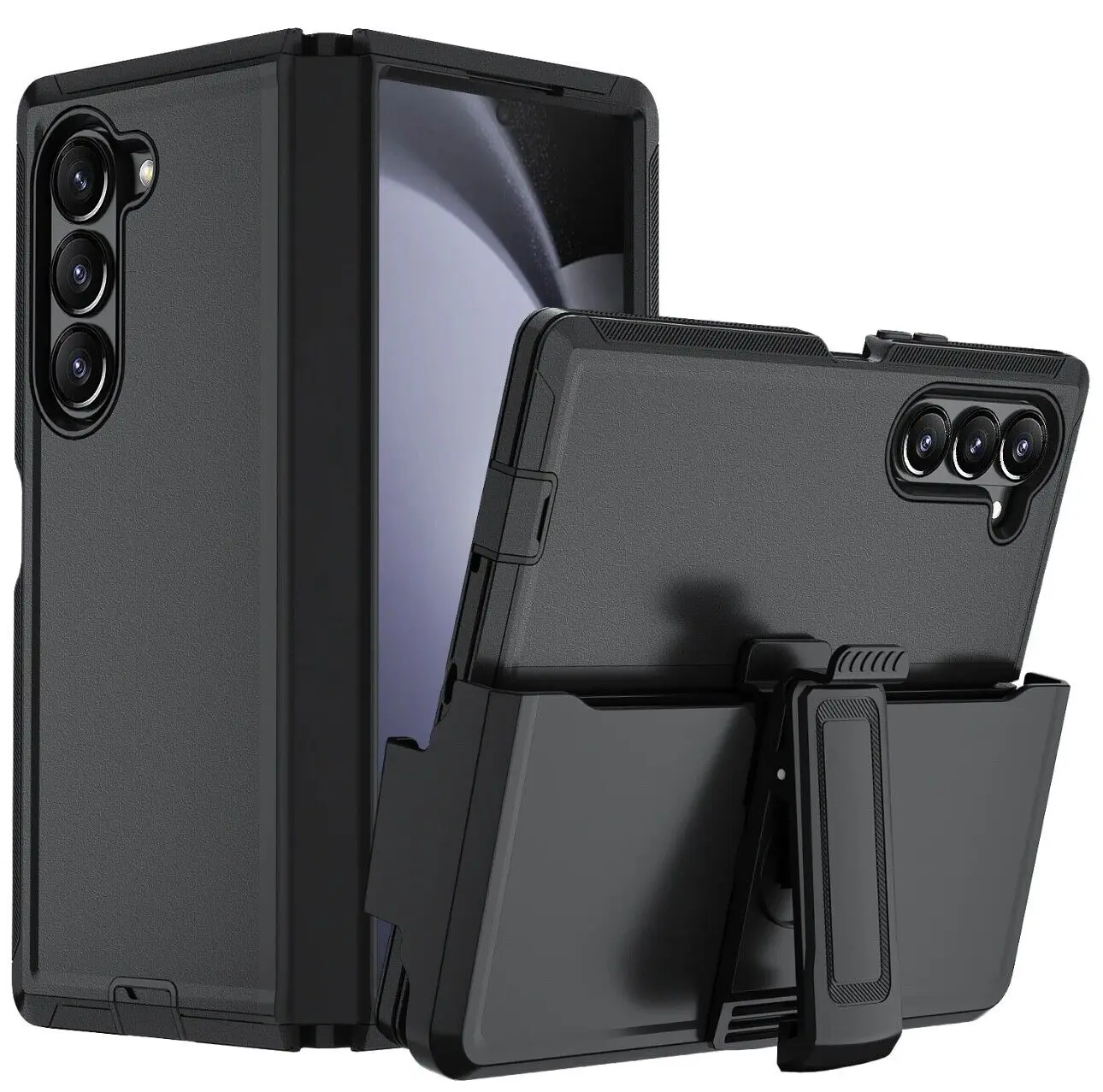 For Galaxy Z Fold 6 5G Defender Heavy duty Case With Belt Clip (Black)