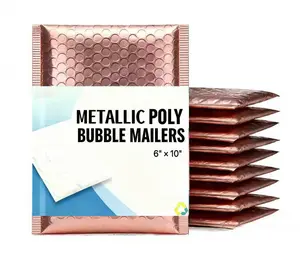 Metallic Bubble Mailers 6x10 Inch 50 Pack,Rose Gold Bubble Mailers for Jewelry