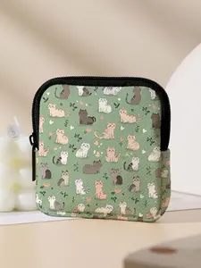 Cat Pattern Printed Coin Wallet, Coin Pouch, Coin Purse, Multifunctional Storage Bag, Durable Polyester, Digital Printing, Key Card Holder, Ideal Gift