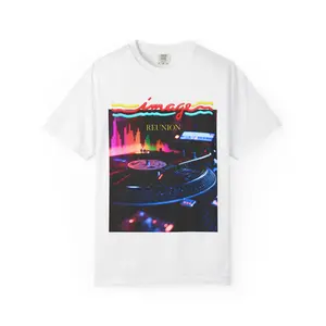 Retro Neon DJ Turntable T-Shirt | Vinyl Record Nightclub Vibes