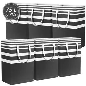6-Pack 75L Laundry Hamper Large Collapsible Laundry Baskets, Freestanding Waterproof Clothes Hamper with Easy Carry Handles in Laundry Room Bedroom Bathroom College Dorm Toy Storage