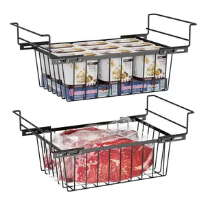 Chest Freezer Organizer - 15.2" ~ 17.5" Hangable Freezer Baskets for Chest Freezers, Fits 5 Cu.Ft Deep Freezer Organizer Bins, Adjustable Hanging Design