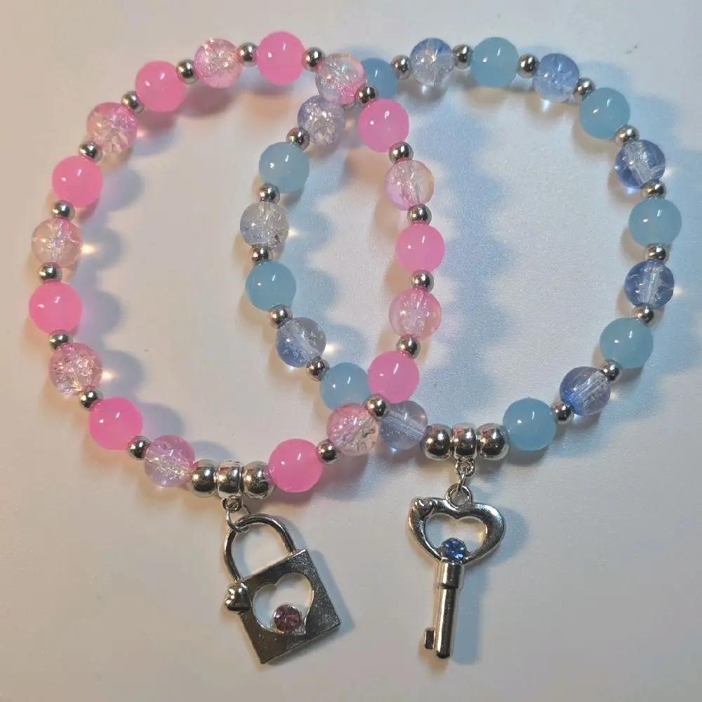2-Piece Lock-and-Key Charm Bracelet Set 2-Piece Lock-and-Key Charm Bracelet Set
