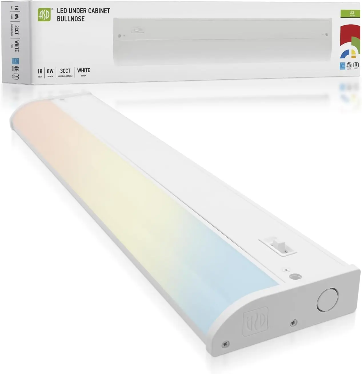 LED Under Cabinet Lighting, 18 inch 8W 715 LM, Dimmable Hardwired Under Cabinet Lights for Kitchen, 3000K Soft/4000K Cool/5000K Daylight, Under Counter Light Fixtures, ETL, White