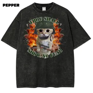 Show No Fear Funny Meme Cat T-Shirt, Vintage Funny Graphic Tee, Unisex Meme Cringe Funny Dumb Shirt, Menswear, Womenswear, Streetwear