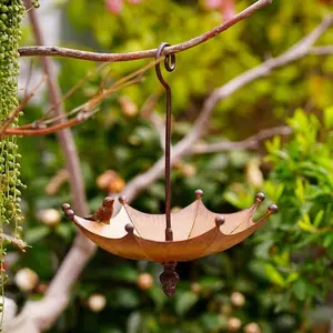 Outdoor Hanging Bird Feeder Tray, Iron Material Umbrella Shape, Garden Decor, Hummingbird Feeder, Bird Nectar Feeder, Water Bowl Combo, Spring & Summer Decoration